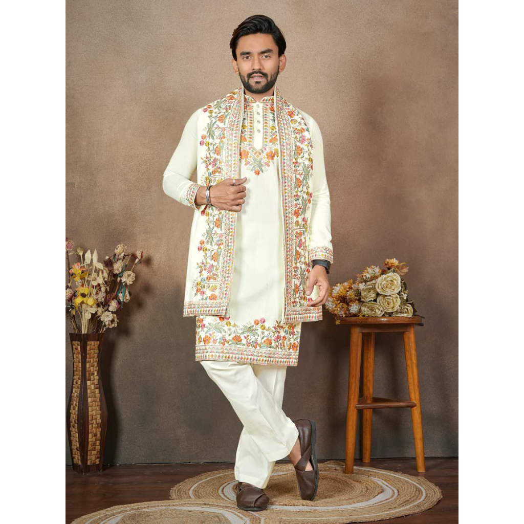 Traditional Wedding Men Kurta Pyjama Dupatta mahezon