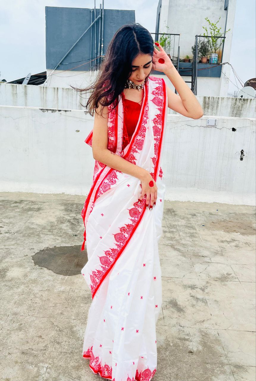 Women Durga Puja Saree mahezon