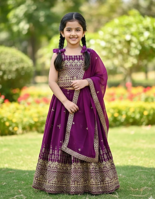 Load image into Gallery viewer, Festive Kids Girl Lehenga Choli Dupatta Set mahezon
