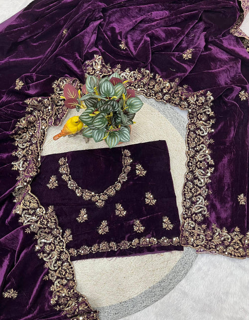 Load image into Gallery viewer, Winter Designer Velvet Women Saree mahezon
