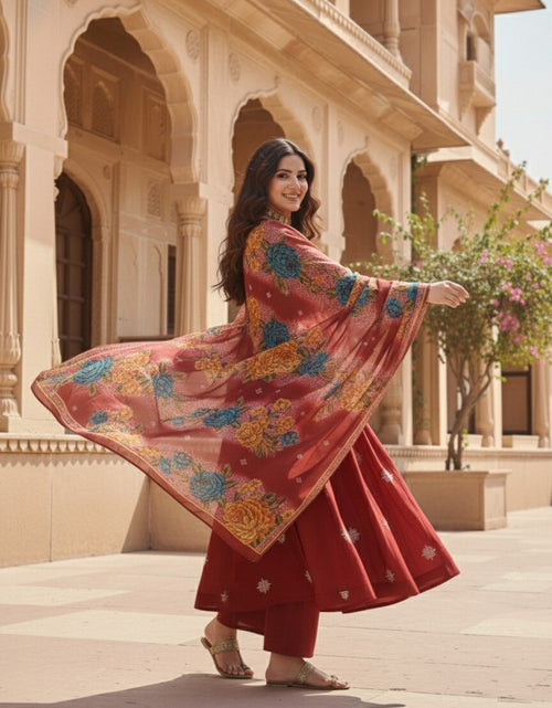 Load image into Gallery viewer, Women Angrakha Anarkali Kurta Pant with Dupatta Suit mahezon
