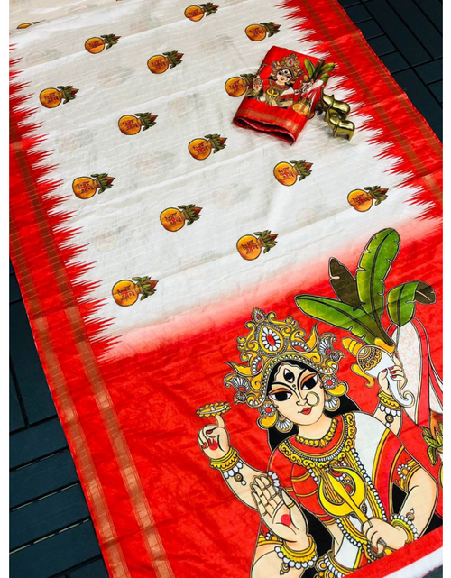 Load image into Gallery viewer, Navratri Special Women Durga Puja Saree mahezon
