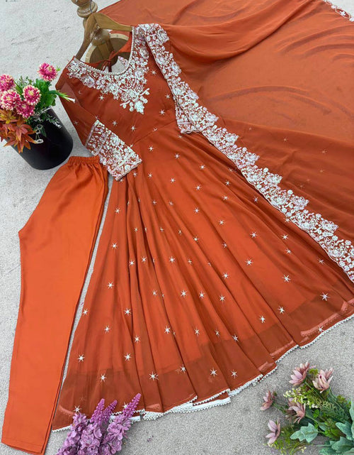 Load image into Gallery viewer, Women Embroidered Sequence Designer Anarkali Three Piece Set Royal Export
