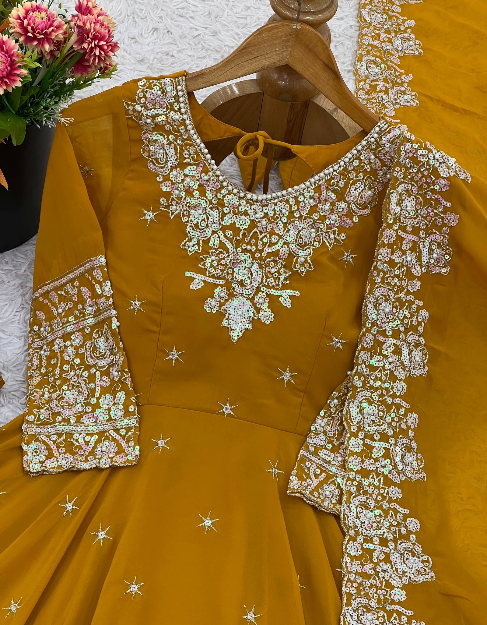 Women Embroidered Sequence Designer Anarkali Three Piece Set Royal Export