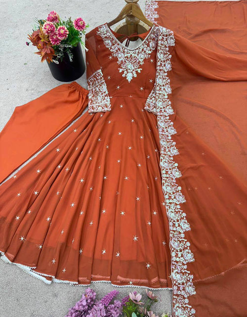 Load image into Gallery viewer, Women Embroidered Sequence Designer Anarkali Three Piece Set Royal Export
