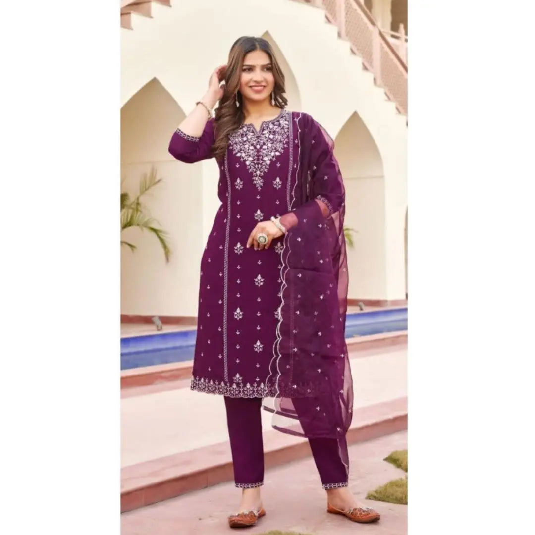 Women's Ethnic Festival Wear Kurta Pant Dupatta Set mahezon