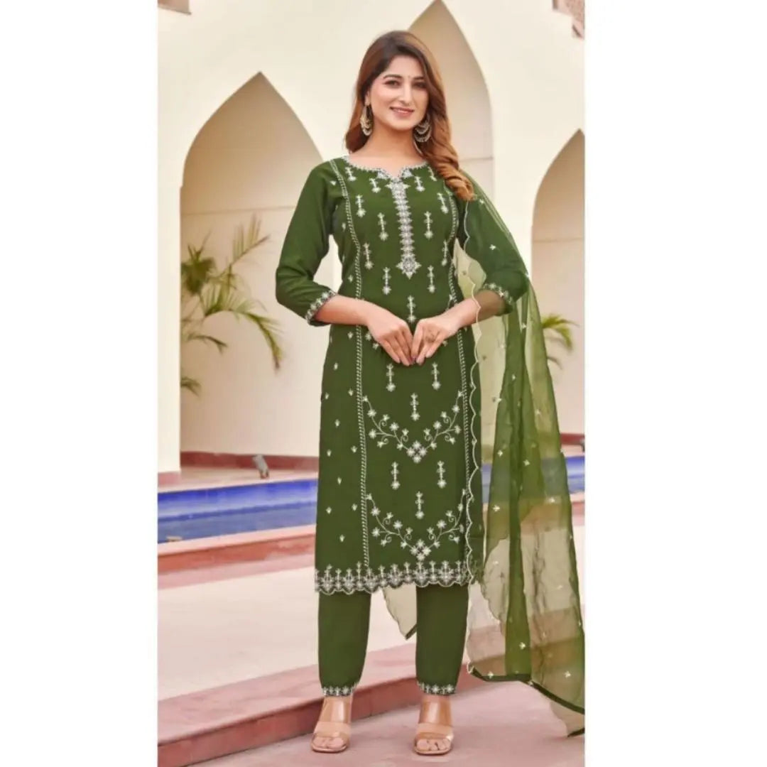 Women's Ethnic Festival Wear Kurta Pant Dupatta Set mahezon