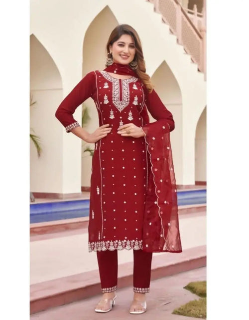 Load image into Gallery viewer, Women&#39;s Ethnic Festival Wear Kurta Pant Dupatta Set mahezon
