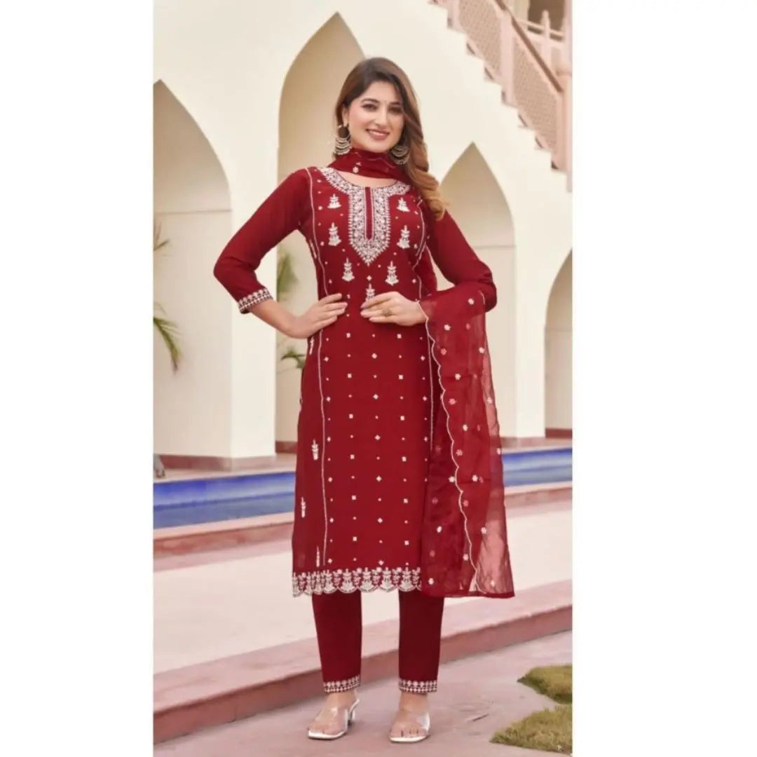 Women's Ethnic Festival Wear Kurta Pant Dupatta Set mahezon