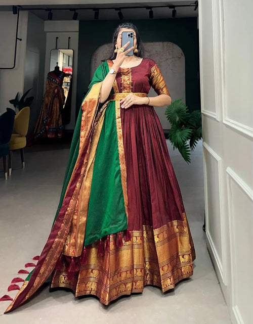 Load image into Gallery viewer, Women&#39;s Ethnic Wedding Wear Gown with Dupatta Set mahezon
