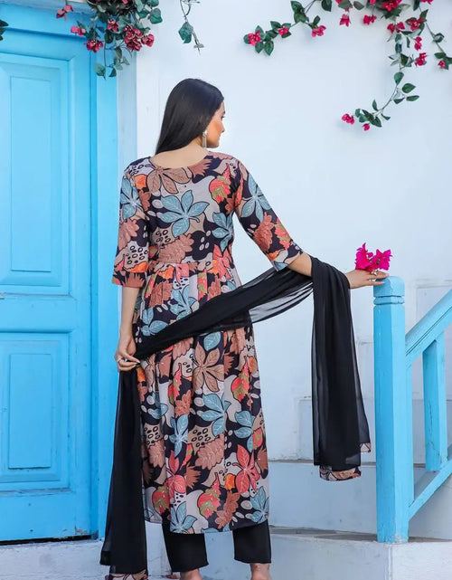 Load image into Gallery viewer, Women&#39;s Floral Designer Alia Cut Kurta Pant Dupatta Suit mahezon
