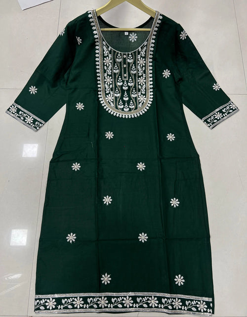 Load image into Gallery viewer, Women&#39;s Green Designer Embroidery Kurti mahezon
