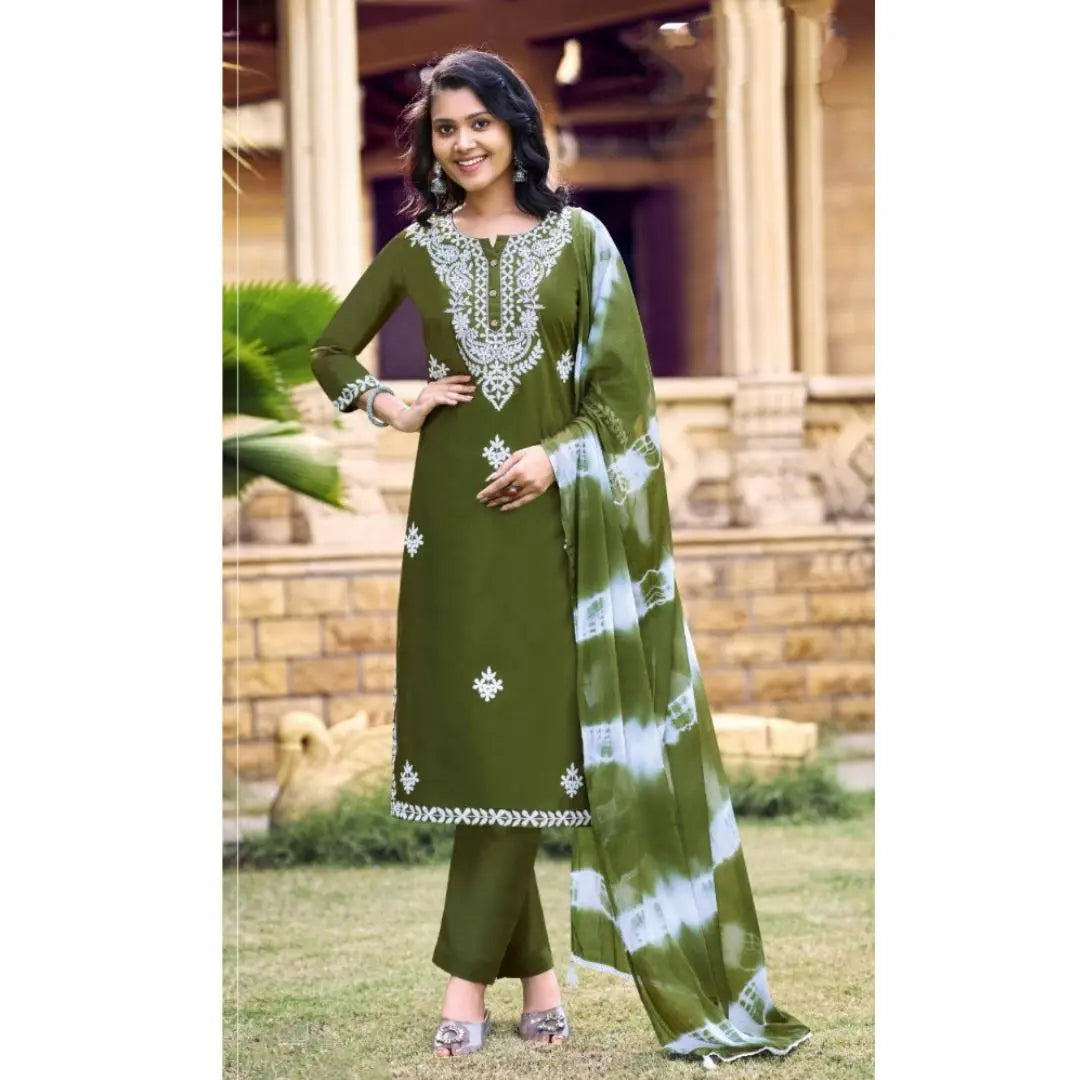 Women's Lucknow Kurta Pant Dupatta Set mahezon