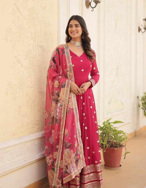 Load image into Gallery viewer, Women&#39;s Pink Gown Dupatta Set Party Wear mahezon
