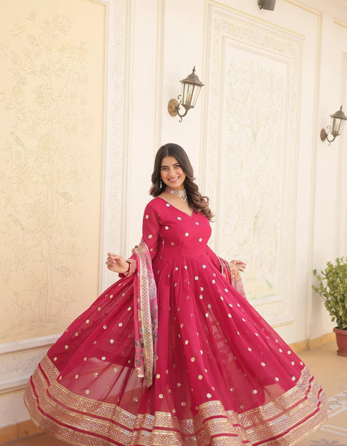 Load image into Gallery viewer, Women&#39;s Pink Gown Dupatta Set Party Wear mahezon
