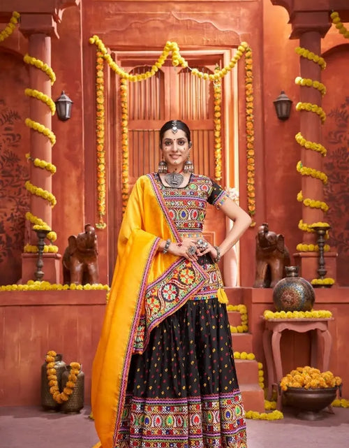 Load image into Gallery viewer, Women&#39;s Traditional Black Navratri Lehenga Choli Dupatta Set mahezon
