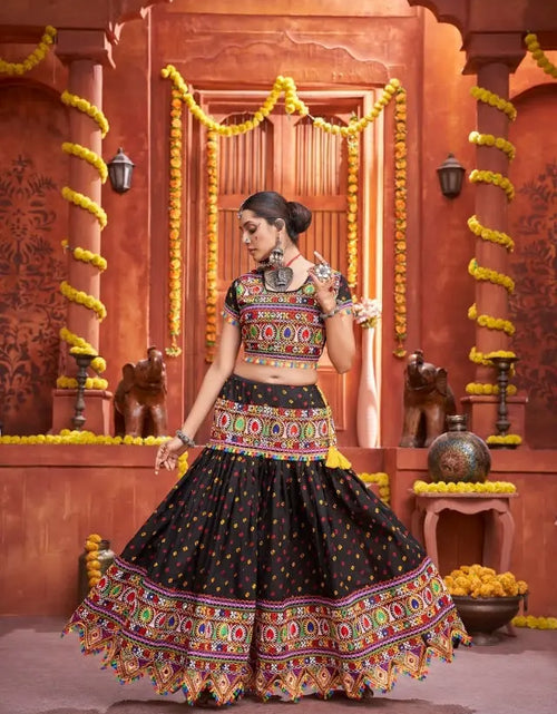 Load image into Gallery viewer, Women&#39;s Traditional Black Navratri Lehenga Choli Dupatta Set mahezon
