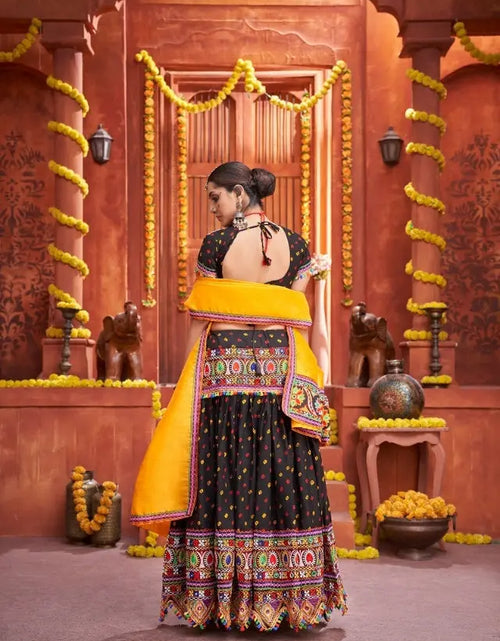 Load image into Gallery viewer, Women&#39;s Traditional Black Navratri Lehenga Choli Dupatta Set mahezon
