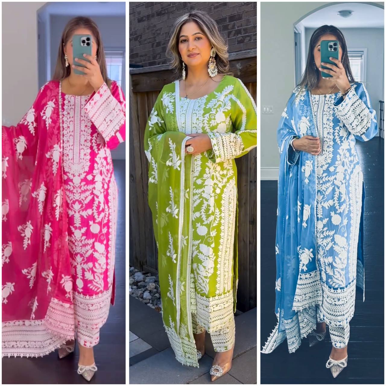 Women's Wedding Party Wear Kurta Pant Dupatta Suit mahezon