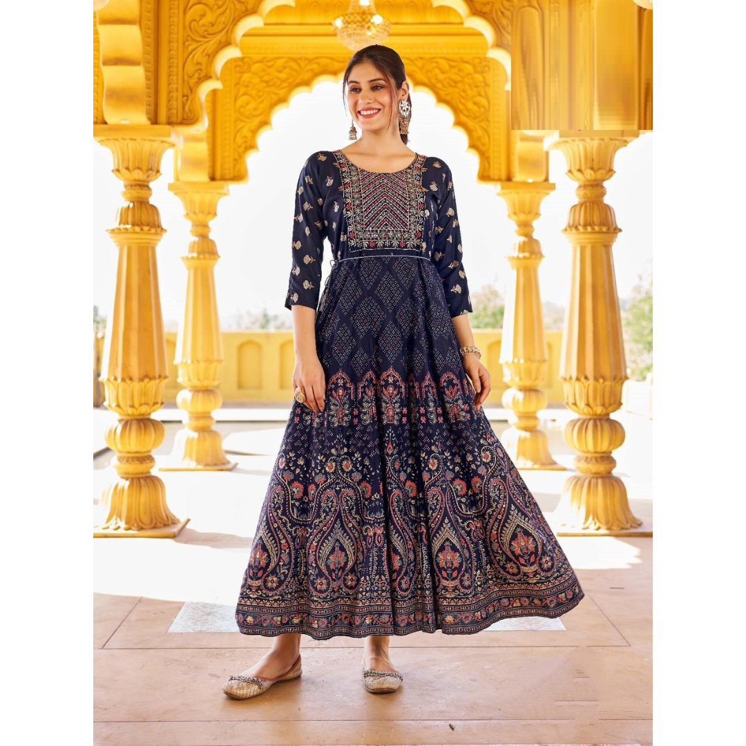 Women's Embroidery Sequence Anarkali Gown mahezon