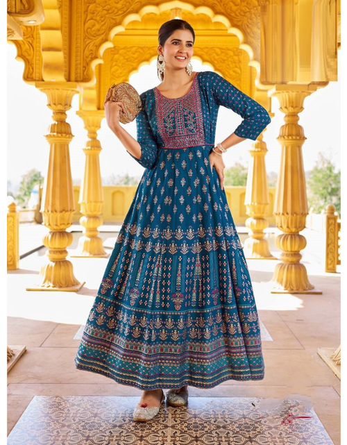 Load image into Gallery viewer, Women&#39;s Embroidery Sequence Anarkali Gown mahezon
