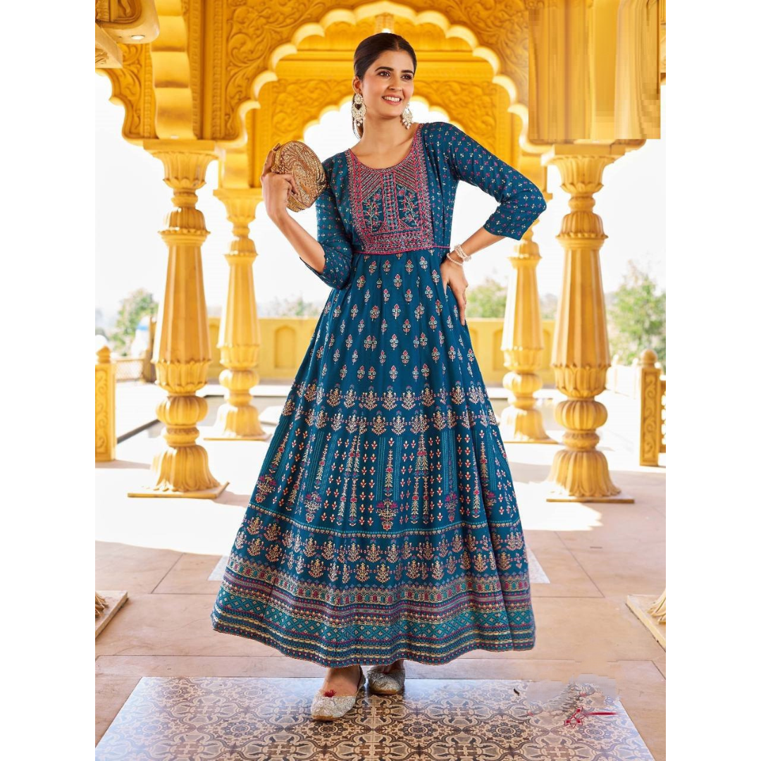 Women's Embroidery Sequence Anarkali Gown mahezon