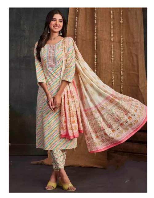 Load image into Gallery viewer, Women&#39;s Cotton Designer Leheriya Kurta Suit mahezon
