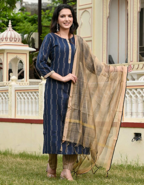 Load image into Gallery viewer, Women&#39;s Designer Cotton Kurti Pant with Dupatta set mahezon
