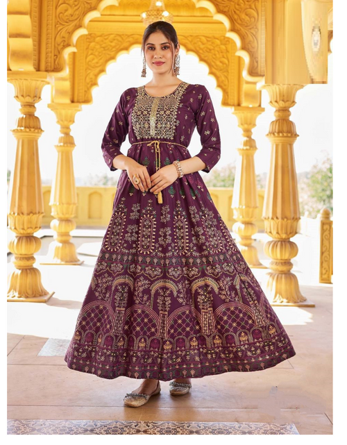 Load image into Gallery viewer, Women&#39;s Embroidery Sequence Anarkali Gown mahezon
