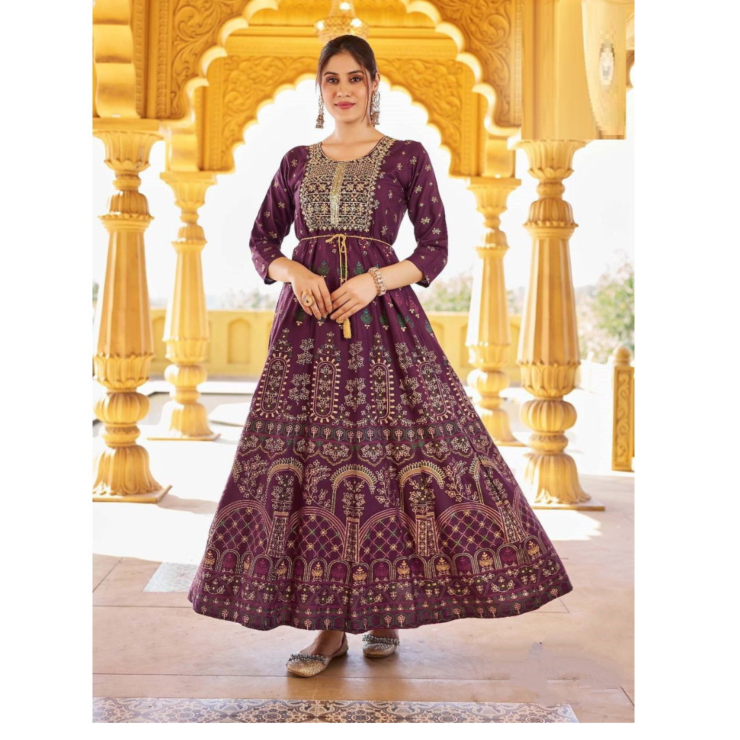 Women's Embroidery Sequence Anarkali Gown mahezon