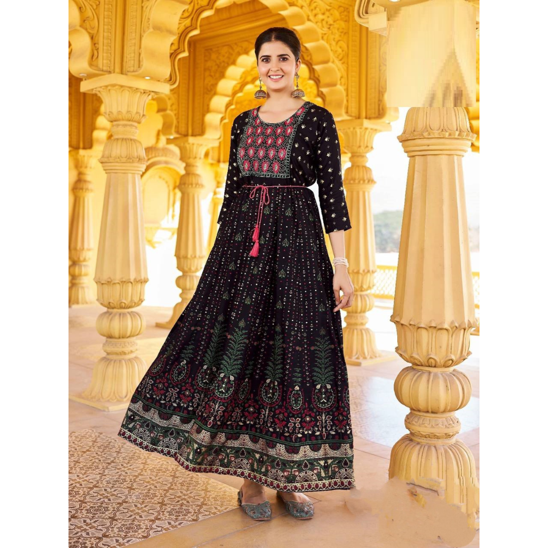 Women's Embroidery Sequence Anarkali Gown mahezon