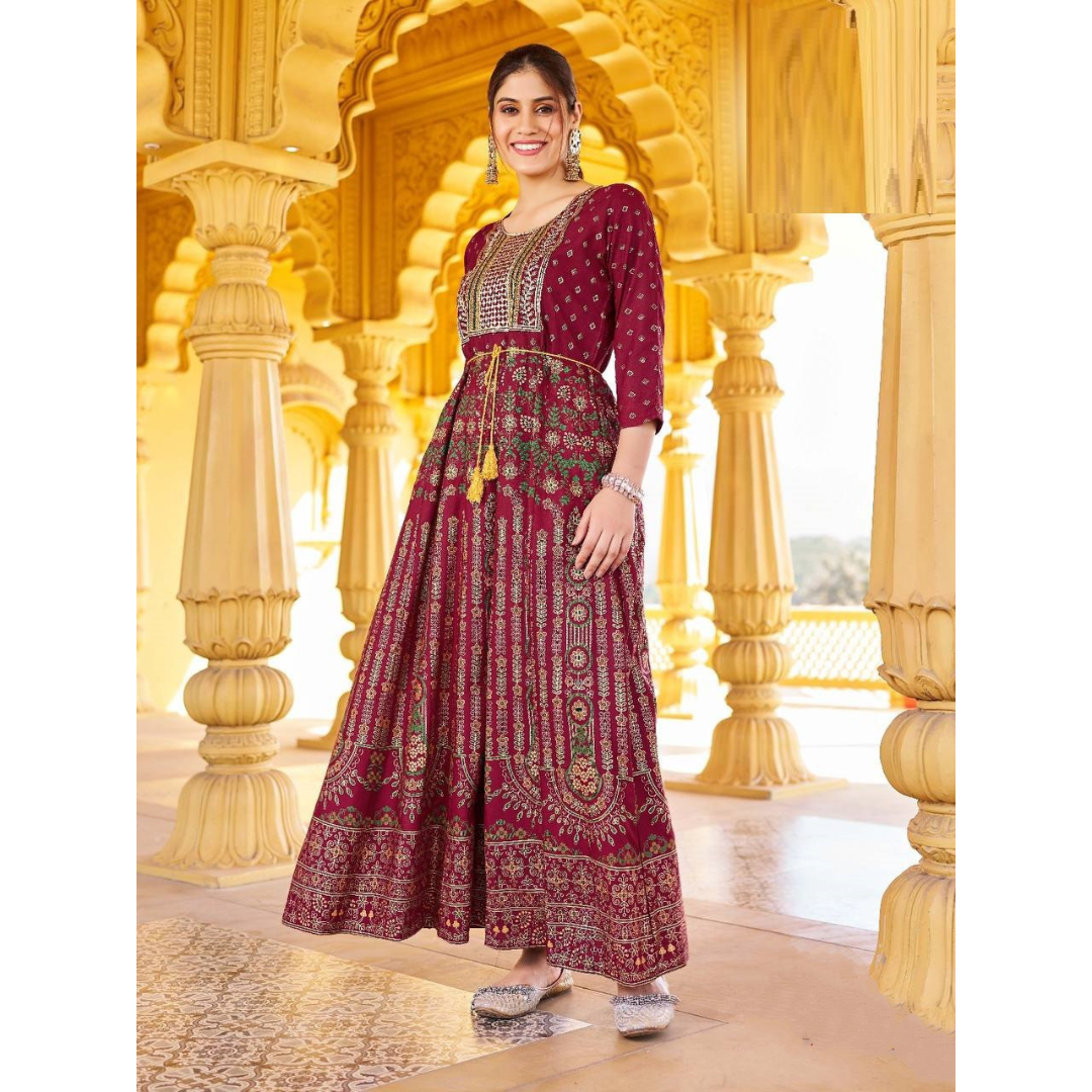 Women's Embroidery Sequence Anarkali Gown mahezon