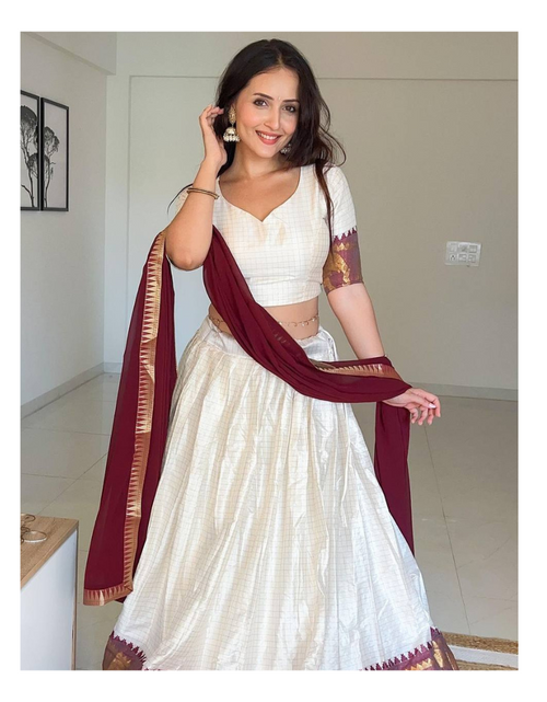 Load image into Gallery viewer, Women&#39;s Ready to Wear White Lehenga Choli Dupatta mahezon
