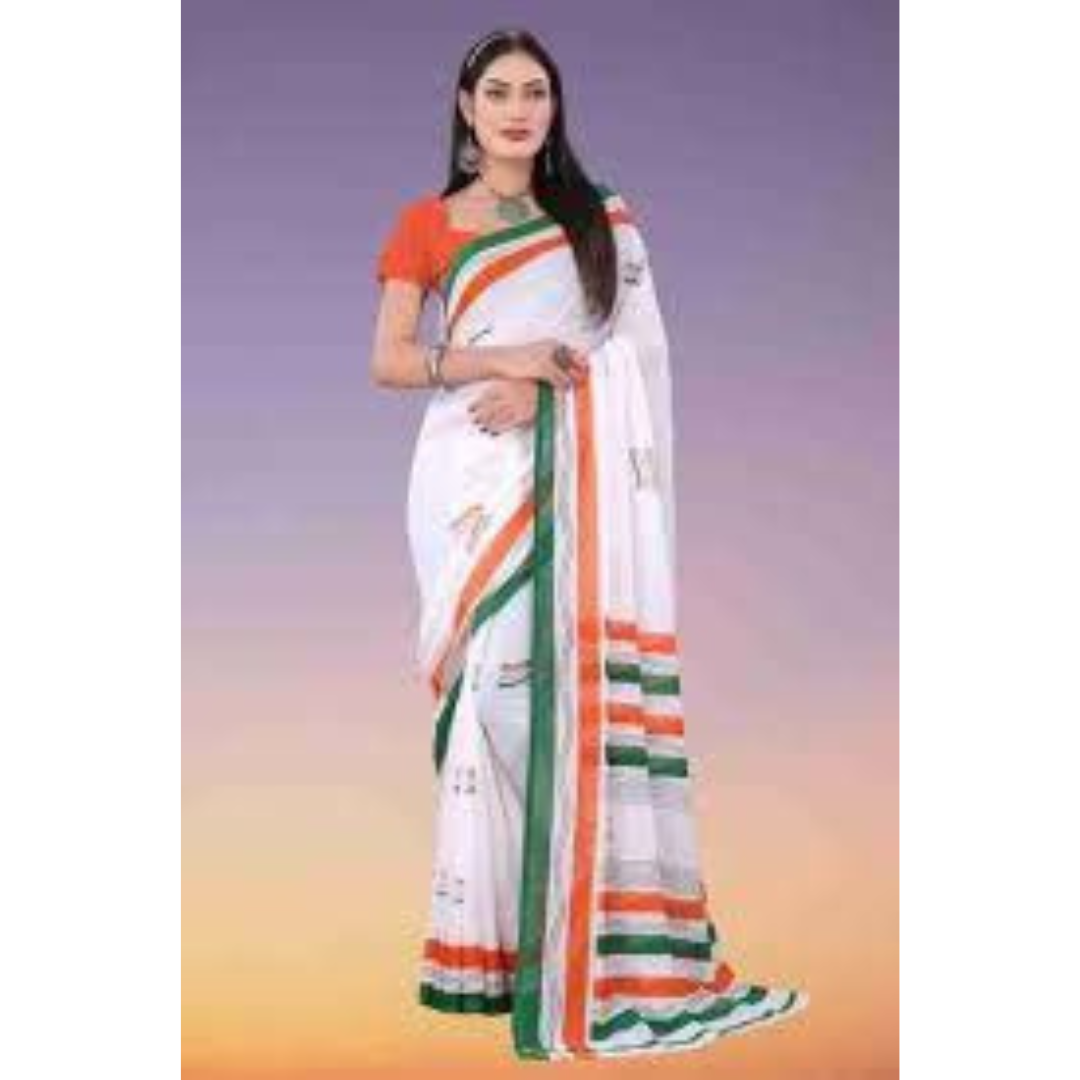 Women's Tricolour Independence Day Saree mahezon