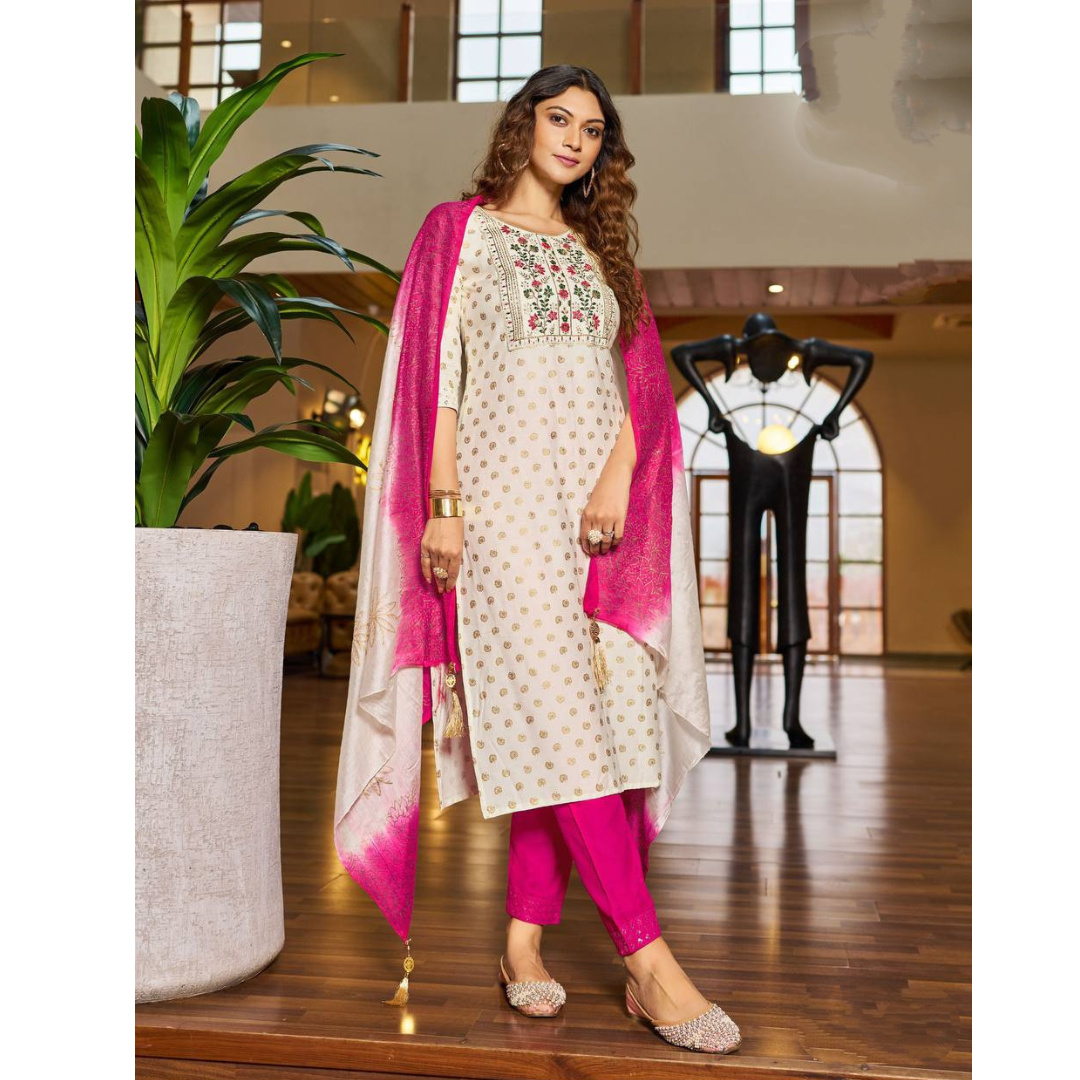 Women's Diwali Kurti Pant Dupatta Suit mahezon