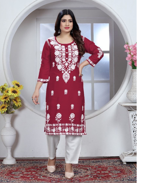 Load image into Gallery viewer, Women&#39;s Embroidery Chikankari Kurta Pant Set mahezon
