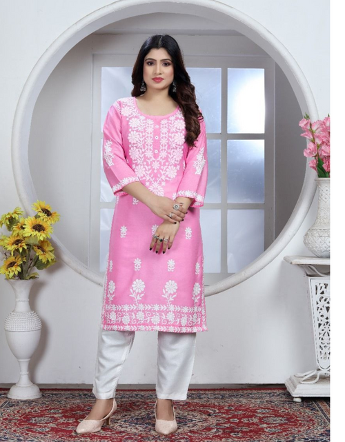 Load image into Gallery viewer, Women&#39;s Embroidery Chikankari Kurta Pant Set mahezon
