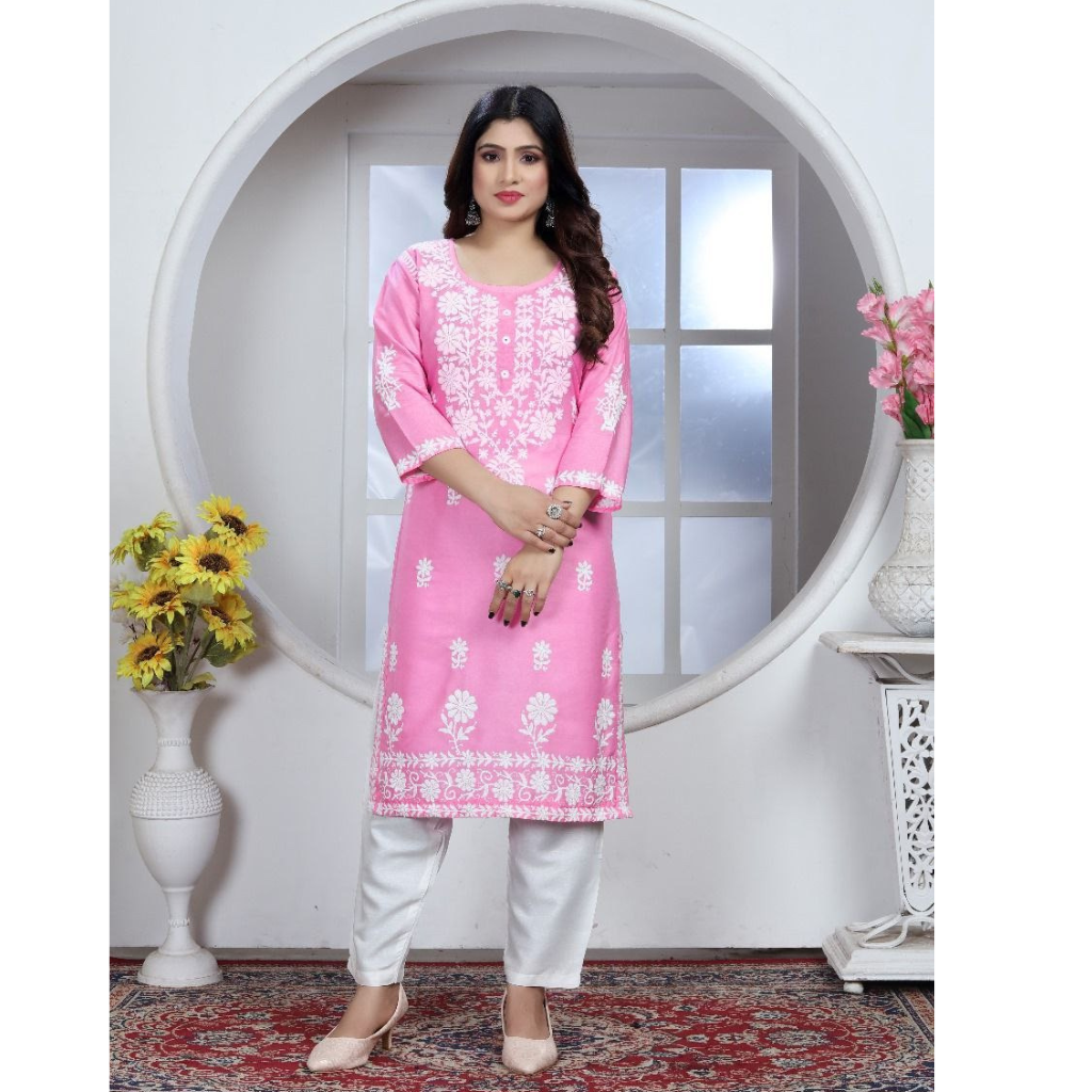 Women's Embroidery Chikankari Kurta Pant Set mahezon