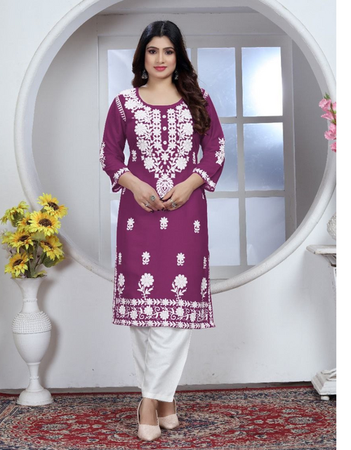 Load image into Gallery viewer, Women&#39;s Embroidery Chikankari Kurta Pant Set mahezon
