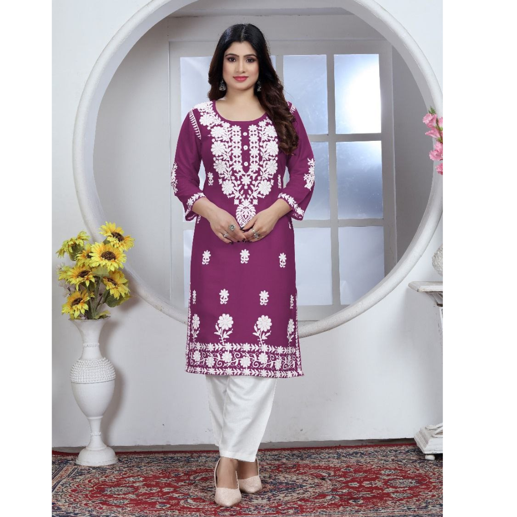 Women's Embroidery Chikankari Kurta Pant Set mahezon