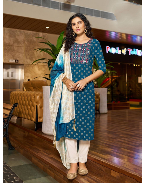 Load image into Gallery viewer, Women&#39;s Diwali Kurti Pant Dupatta Suit mahezon
