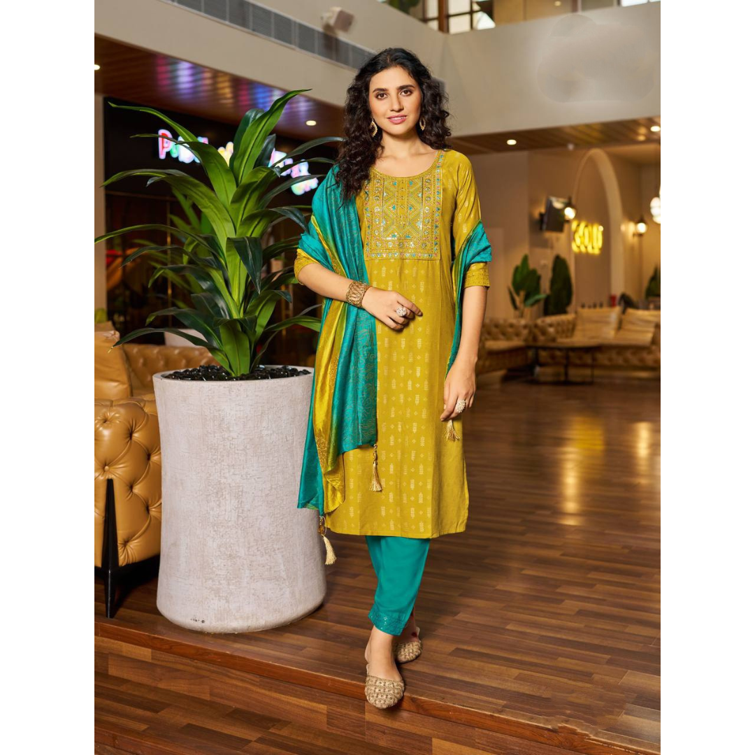 Women's Diwali Kurti Pant Dupatta Suit mahezon