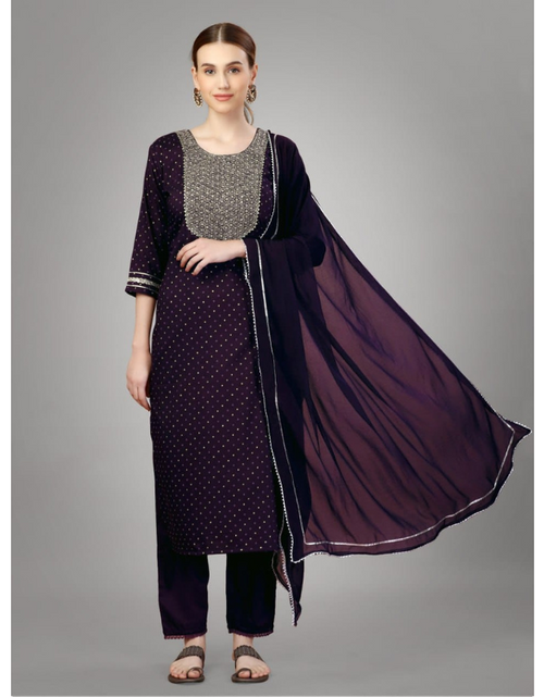 Load image into Gallery viewer, Women&#39;s Embroidery Sequence  Silk Kurti Pant with Dupatta set mahezon
