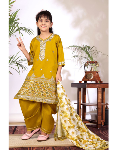 Designer Kid Girls Kurta Pant Dupatta Set mahezon