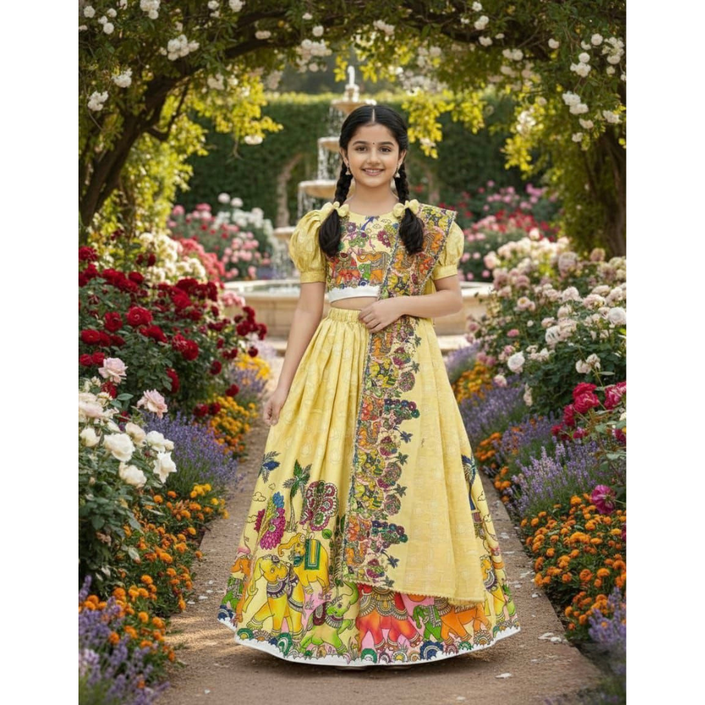 Stylish Traditional Girl Kids Lehenga Blouse Dupatta mahezon