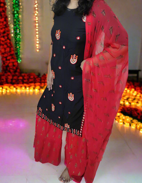 Load image into Gallery viewer, Women Festival wear Kurti Palazzo with Dupatta set for Diwali mahezon
