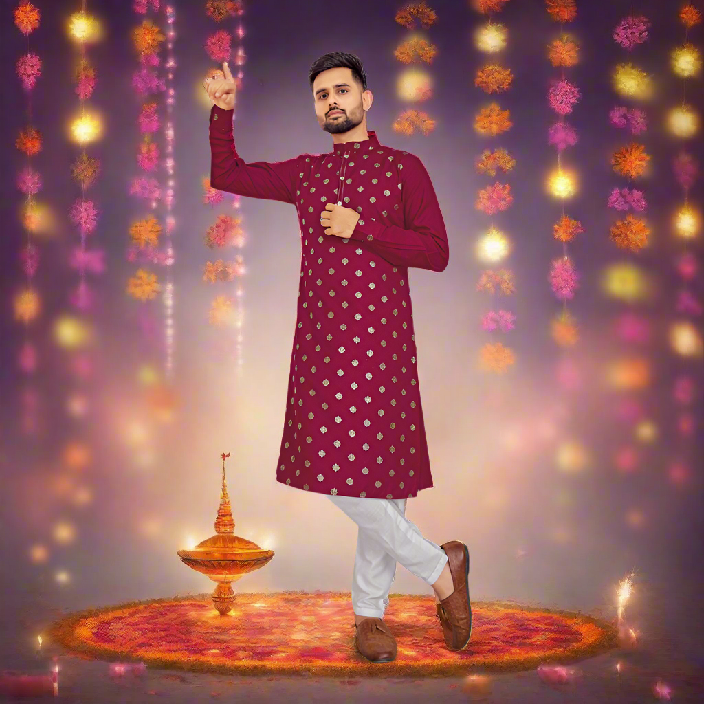 Men's Traditional Pure Cotton Kurta with Pajama set mahezon