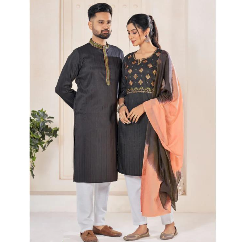 Traditional Diwali Couple Wear Same Matching Outfits Dress mahezon