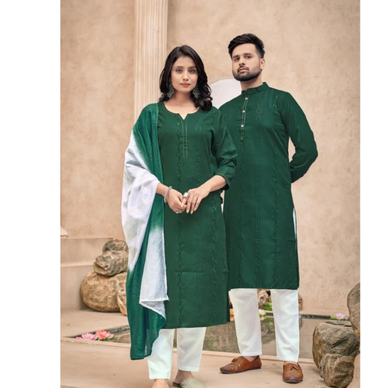Traditional Diwali Couple Wear Same Matching Outfits
