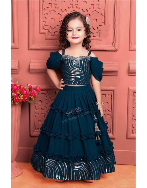 Buy pastel pink lehenga with pleated blouse and dupatta at Aza Fashions |  Baby girl dress patterns, Kids frocks design, Kids designer dresses